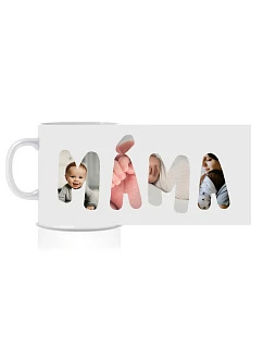 Personalizovaný klasický bílý keramický hrníček 300 ml máma/táta/babi/děda z fotek