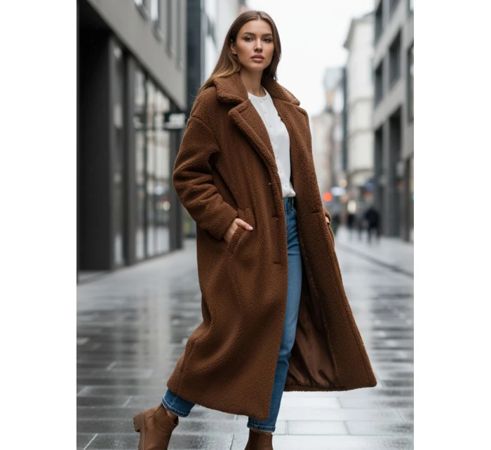 Dámský zimní kabát teddy dlouhá velbloudí Dstreet model 21995104 - FashionStreet