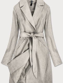 Béžový, drobně károvaný dámský kabát (2706)