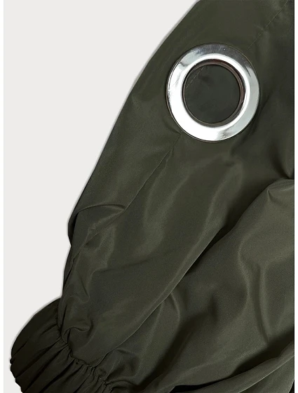 Volná dlouhá bunda v khaki barvě s kapucí model 19709837 - TRENDY.ING