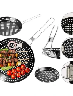 GRILOVACÍ PÁNEV SE SKLOPNOU NEPŘILNAVOU RUKOJETÍ ČERNÁ