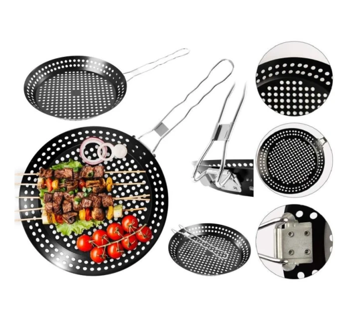 GRILOVACÍ PÁNEV SE SKLOPNOU NEPŘILNAVOU RUKOJETÍ ČERNÁ