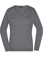 JN Dámský svetr s výstřihem do V 02.0 grey heather model 22487848 - Daiber JN Dámský svetr s výstřihem do V 02.0 grey heather model 22487848 - Daiber