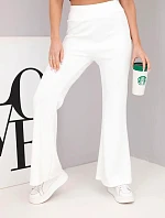 Dámské kalhoty máslíčko s rozšiřující se nohavicí ecru