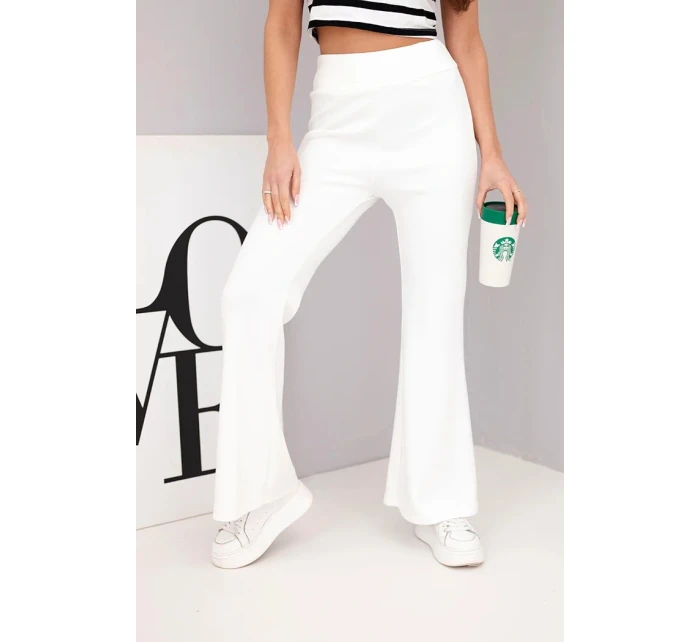 Dámské kalhoty máslíčko s rozšiřující se nohavicí ecru