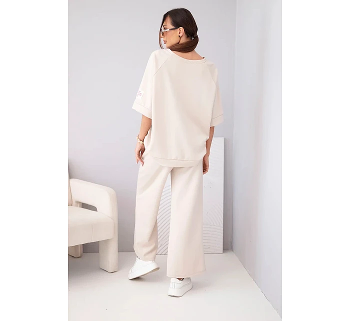 Dámský máslový komplet z viskózy mikina a široké kalhoty světle fialový