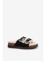 Dámské Pantofle S Přezkami A Kožíškem Černé model 21670217 - Boto Dámské Pantofle S Přezkami A Kožíškem Černé model 21670217 - Boto