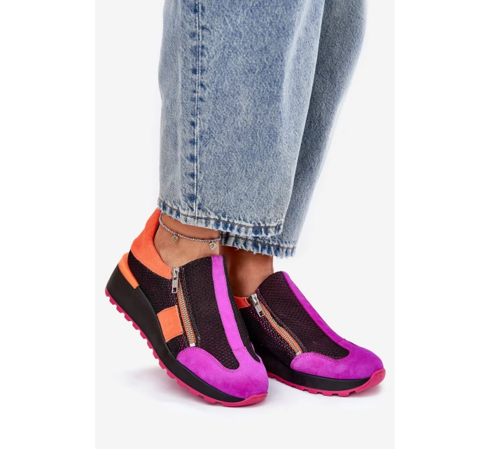 Kožené sneakersy na klínu Maciejka Černé 06853-15