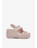 Kožené Dámské Sandály Na Klínku A Platformě model 21695737 Béžové - S.Barski