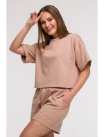 mikina s krátkým rukávem mocca model 21047218 - BeWear