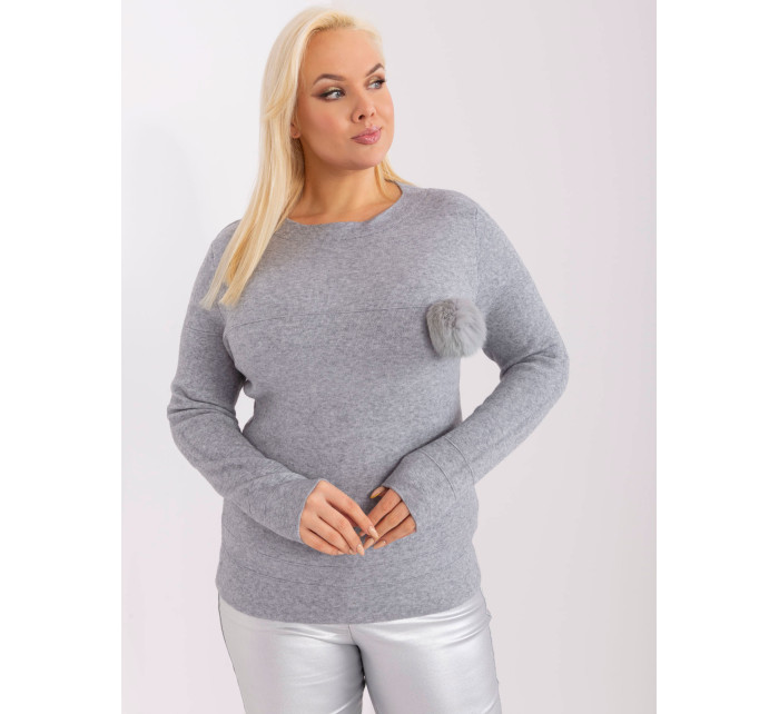 Šedý ležérní pletený svetr větší velikosti