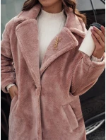 Dámský zimní kabát s dlouhou kožešinou růžový model 21980930 - Dstreet