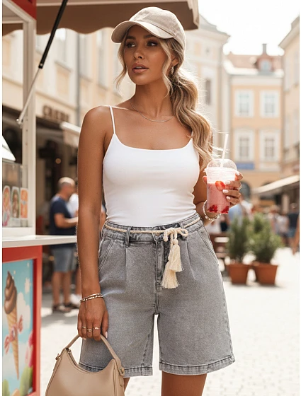 Dámské džínové šortky šedé FashionStreet SY0510