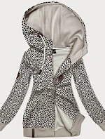 Dámská rozepínací mikina se srdíčky světle béžová (2315)