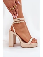Dámské Sandály Na Podpatku S Páskem Béžové Fevenne Dámské Sandály Na Podpatku S Páskem Béžové Fevenne