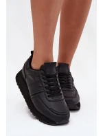 Dámské Kožené Tenisky Na Platformě Big Star OO274573 Hi-Poly System Černé Dámské Kožené Tenisky Na Platformě Big Star OO274573 Hi-Poly System Černé