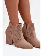 Odkryté dámské kotníkové boty na podpatku S.Barski HY51-060 béžové