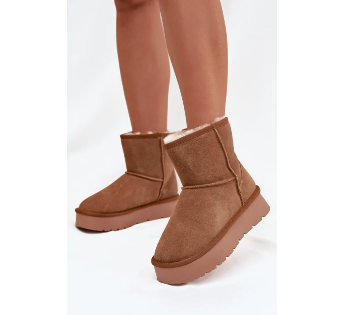 Dámské sněhule Privine z přírodního semiše na platformě – camel Dámské sněhule Privine z přírodního semiše na platformě – camel