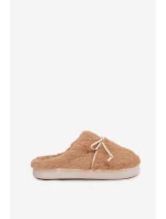 Dámské papuče s kožíškem a mašličkou – camel Minella Dámské papuče s kožíškem a mašličkou – camel Minella