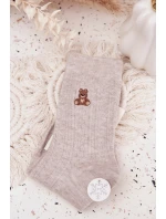 Dámské teplé ponožky s vlna a motivem medvídka – šedé Dámské teplé ponožky s vlna a motivem medvídka – šedé