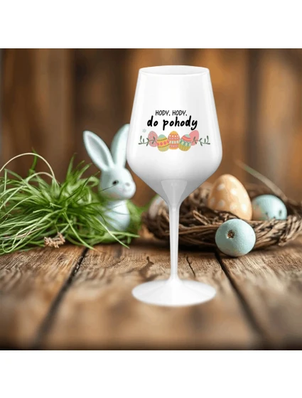 HODY, HODY, DO POHODY - bílá nerozbitná sklenice na víno 470 ml