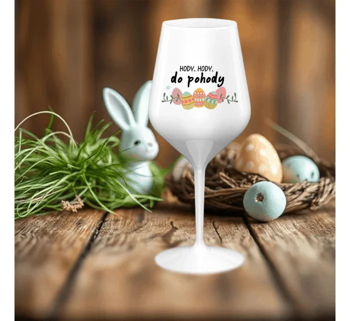 HODY, HODY, DO POHODY - bílá nerozbitná sklenice na víno 470 ml