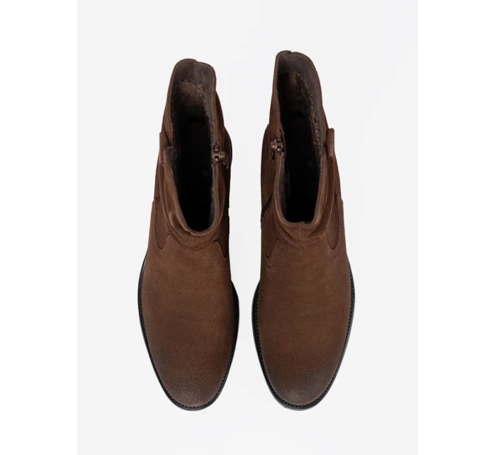 Moderní kotníčkové boty dámské hnědé Obcas Moderní kotníčkové boty dámské hnědé Obcas
