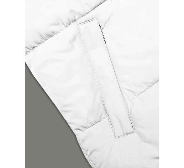 Bílo-černá krátká dámská vesta J.STYLE s kapucí (16M9112-281)