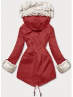 Tmavě červená bunda parka s odepínací kožešinovou podšívkou model 21246773 - J.STYLE Tmavě červená bunda parka s odepínací kožešinovou podšívkou model 21246773 - J.STYLE