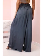 Široké dámské kalhoty s elastickým pasem grafit Široké dámské kalhoty s elastickým pasem grafit