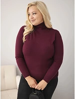 Dámský viskózový svetr Plus Size s rolákem v klasickém střihu švestkový Dámský viskózový svetr Plus Size s rolákem v klasickém střihu švestkový