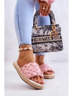 Kožené pletené pantofle Big Star JJ274921 Růžová