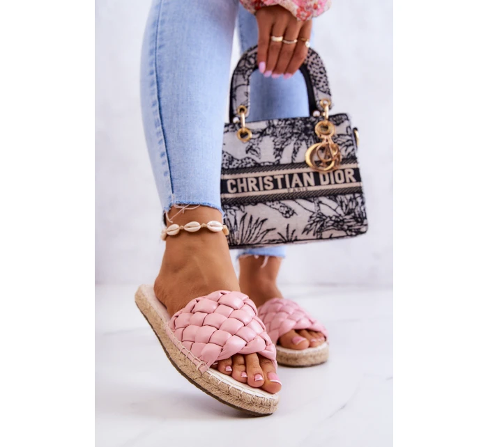 Kožené pletené pantofle Big Star JJ274921 Růžová