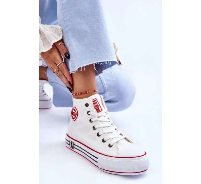 Dámské vysoké textilní tenisky na platformě Big Star model 21608464 Bílá - Big Star Shoes Dámské vysoké textilní tenisky na platformě Big Star model 21608464 Bílá - Big Star Shoes