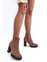 Klasické kožené boty na podpatku hnědé Amy Klasické kožené boty na podpatku hnědé Amy