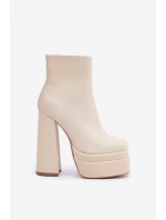 Boty Na Masivní Platformě A Podpatku Zateplené Světle Béžové Selahra Boty Na Masivní Platformě A Podpatku Zateplené Světle Béžové Selahra