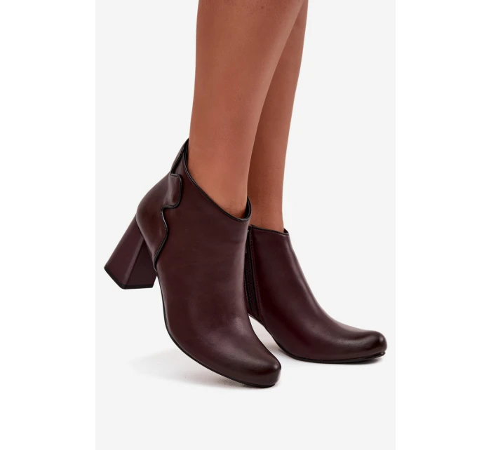 Kožené vysoké boty s  Bordové model 21712809 - Boto