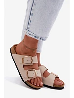 Dámské pantofle s podrážkou a přezkami  Béžové model 22123002 - Lee Cooper