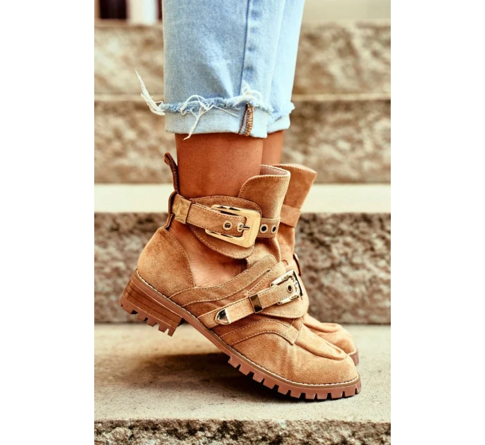 Dámské Kotníkové Boty Lu Boo Semišové s vykrojením Camel Rock Girl Dámské Kotníkové Boty Lu Boo Semišové s vykrojením Camel Rock Girl