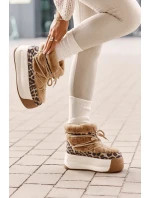 Kožené Dámské Sněhule Na Silné Podešvi S Kožešinou Leopard Big Star Hnědé Kožené Dámské Sněhule Na Silné Podešvi S Kožešinou Leopard Big Star Hnědé