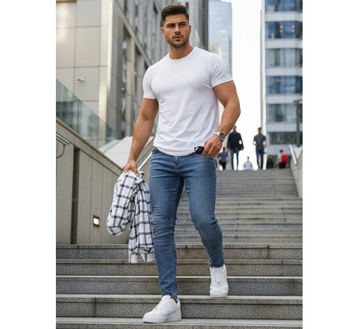Spodnie męskie slim fit niebieskie model 22022560 - FashionStreet