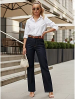 Dámské džíny s vysokým pasem a širokými nohavicemi tmavě modré FashionStreet UY2967