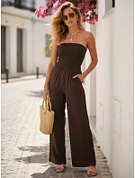 Dámský letní overal se širokými nohavicemi hnědý FashionStreet EY2654 Dámský letní overal se širokými nohavicemi hnědý FashionStreet EY2654