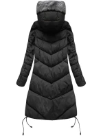 Černá dlouhá zimní bunda s kapucí model 21241716 - Libland Černá dlouhá zimní bunda s kapucí model 21241716 - Libland