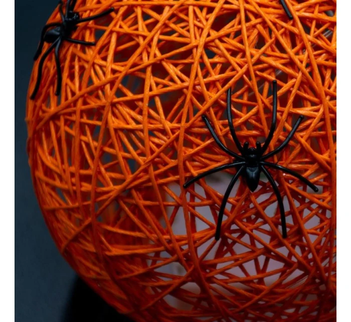 DEKORATIVNÍ KOULE VEDLA PAVOUK LAMPA 15CM HALLOWEEN ORANŽOVÁ