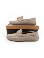 Wrangler pánské polobotky mokasíny Maifield Suede z přírodní kůže béžové barvy