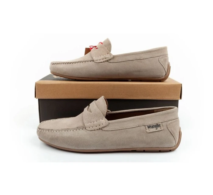 Wrangler pánské polobotky mokasíny Maifield Suede z přírodní kůže béžové barvy