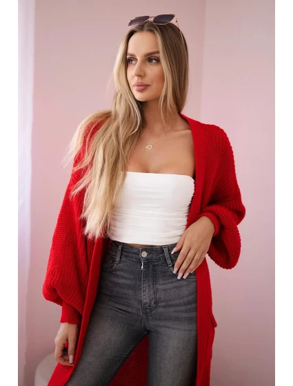 Svetr dlouhý kardigan červený Svetr dlouhý kardigan červený
