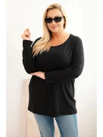 Dámská blůza Plus Size s lodičkovým výstřihem černá Dámská blůza Plus Size s lodičkovým výstřihem černá