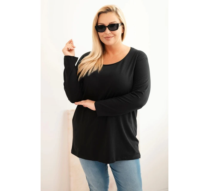 Dámská blůza Plus Size s lodičkovým výstřihem černá Dámská blůza Plus Size s lodičkovým výstřihem černá